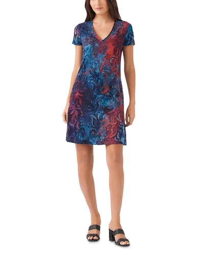 Karen Kane Short Sleeve Jacquard Dress In Blue
