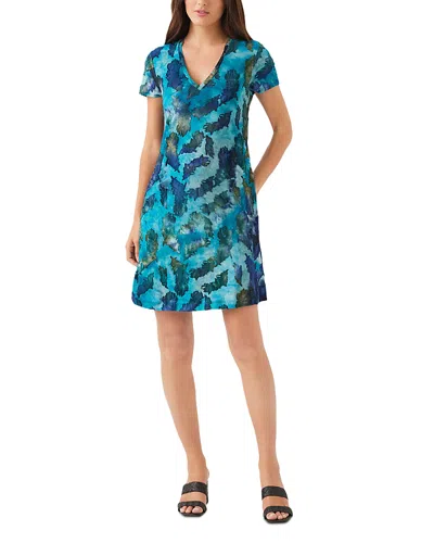 Karen Kane Short Sleeve Jacquard Dress In Blue