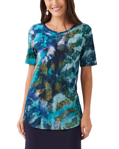 Karen Kane Short Sleeve Jacquard Shirttail Top In Multi