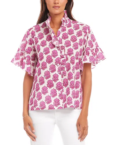 KAREN KANE SHORT SLEEVE RUFFLE TRIM TOP