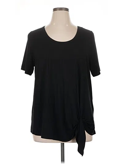 Pre-owned Karen Kane Short Sleeve Top Black Keyhole Neckline Tops