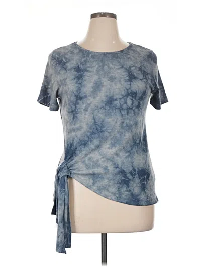 Pre-owned Karen Kane Short Sleeve Top Blue Tie-dye Pattern Keyhole Neckline Tops
