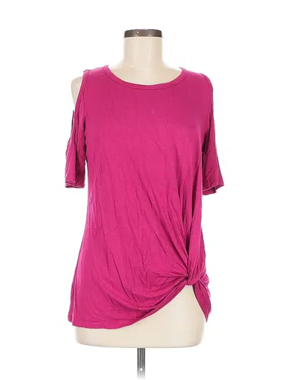 Pre-owned Karen Kane Short Sleeve Top Pink Cold Shoulder Neckline Tops