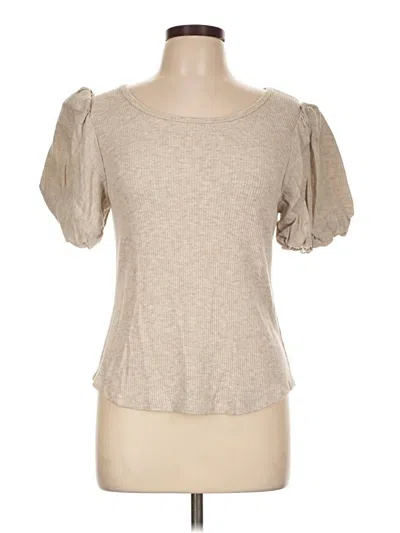 Pre-owned Karen Kane Short Sleeve Top Tan Sweetheart Neckline Tops