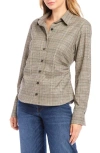 Karen Kane Sequin Side Pleat Shirt In Plaid In Plaid