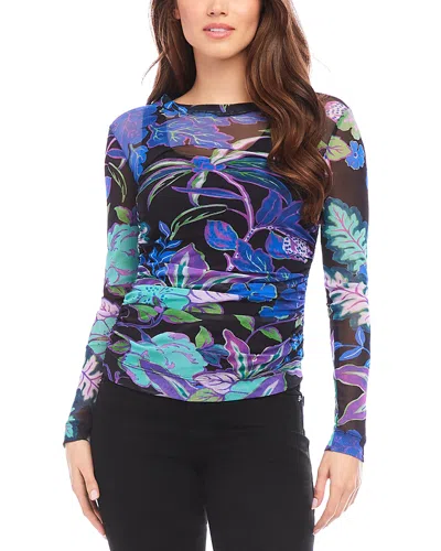 Karen Kane Side Shirred Printed Mesh Top