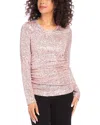 Karen Kane Sequin Side Shirred Top In Pink Shimmer In Pink