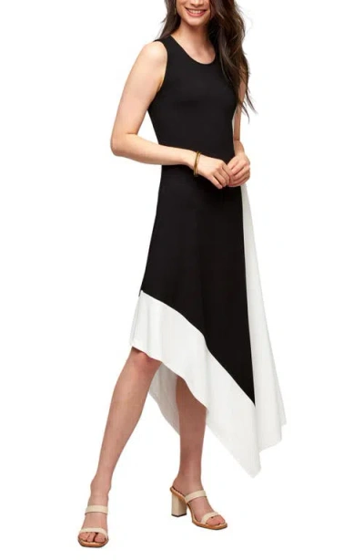Karen Kane Sleeveless Colorblock Midi Dress In Black W/ Off White