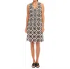Karen Kane Sleeveless Crochet Shift Dress In Natural With Black In Gray