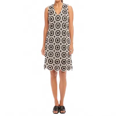 Karen Kane Sleeveless Crochet Shift Dress In Natural With Black In Gray