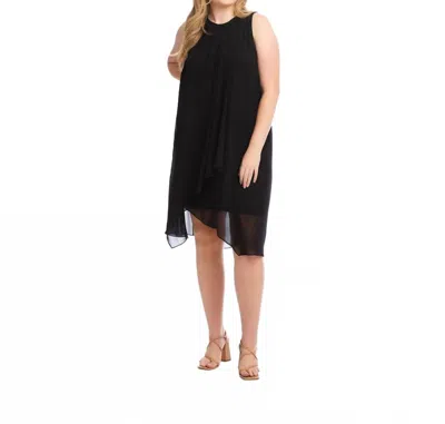 Karen Kane Plus Size Sleeveless Draped Crossover Dress In Black