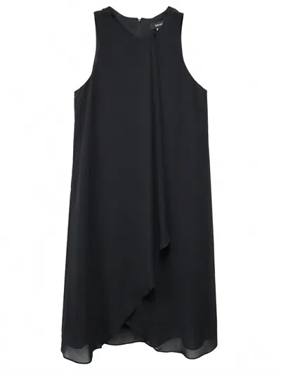 KAREN KANE SLEEVELESS DRAPED CROSSOVER DRESS IN BLACK