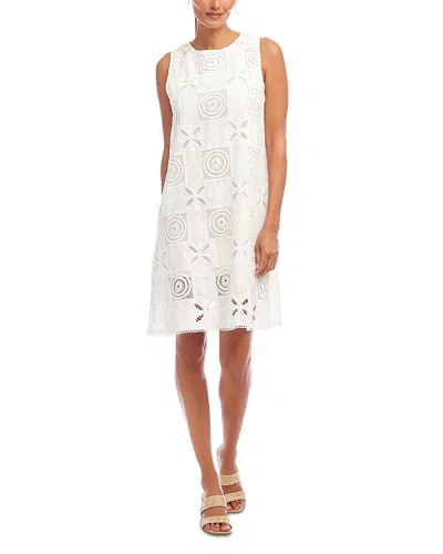 Karen Kane Embroidered Cotton Blend Shift Dress In Ivory