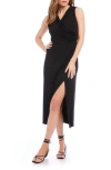 Karen Kane Sleeveless Faux Wrap Midi Dress In Black