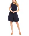 Karen Kane Sleeveless Fit And Flare Dress In Navy In Multi