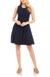 Karen Kane Sleeveless Fit And Flare Dress In Navy In Multi