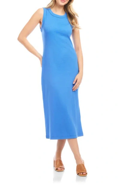 Karen Kane Sleeveless Ribbed Column Dress In Cornflower Blue In Multi
