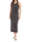 Karen Kane Stripe Sleeveless Midi Dress In Black