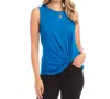 Karen Kane Sleeveless Pick-up Top In Mediterranean Blue In Multi