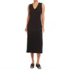 Karen Kane Sleeveless Ribbed V-neck Midi Column Dress In Black In Black