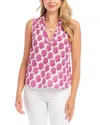 Karen Kane Floral Ruffle Accent Sleeveless Cotton Top In Print