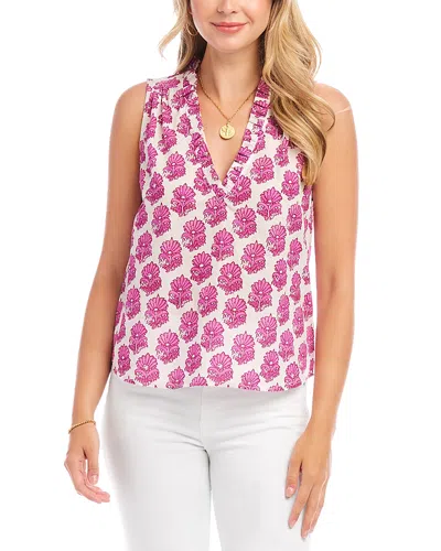 KAREN KANE SLEEVELESS RUFFLE TRIM TOP