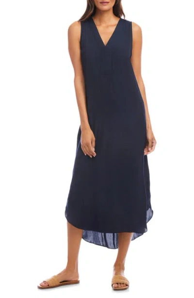 Karen Kane Sleeveless Satin Dress In Blue