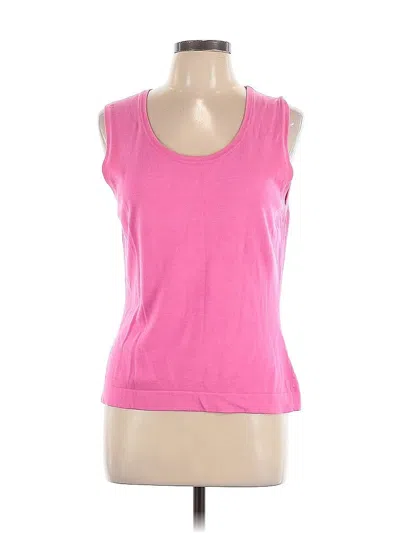 Pre-owned Karen Kane Sleeveless Silk Top Pink Scoop Neck Tops