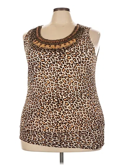 Pre-owned Karen Kane Sleeveless Top Brown Scoop Neck Tops