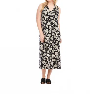 Karen Kane Plus Size Sleeveless V Neck Midi Dress In Black