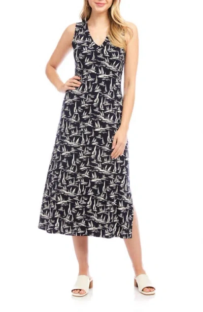 Karen Kane Sleeveless V-neck Midi Dress In Black