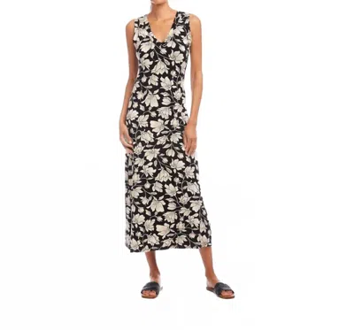 Karen Kane Sleeveless V Neck Midi Dress In Black Floral