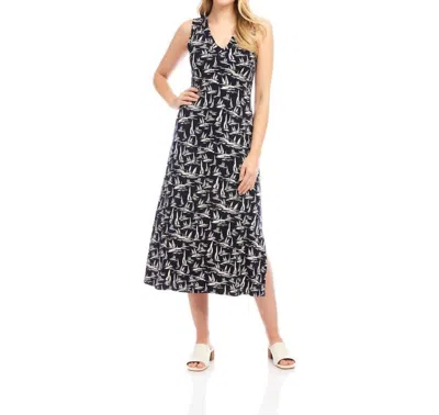 Karen Kane Sleeveless V-neck Midi Dress In Print In Multi