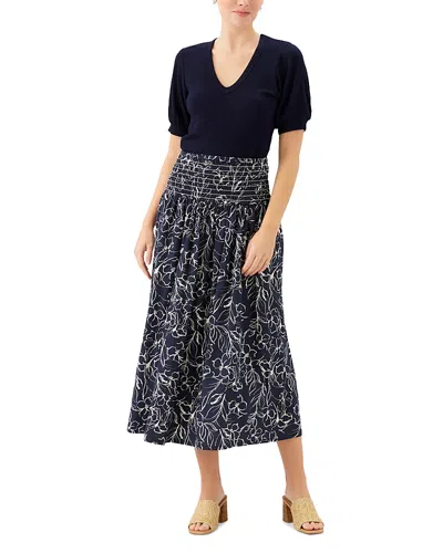 Karen Kane Smocked Waist Midi Skirt In Black