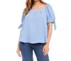 Karen Kane Solid Square Neck Top In Blue In Blue