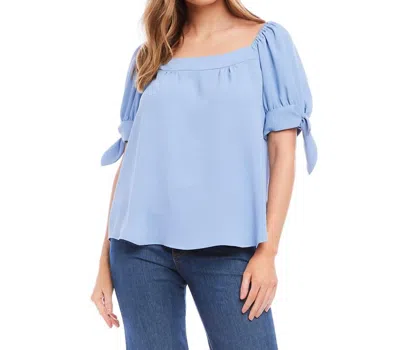 Karen Kane Solid Square Neck Top In Blue