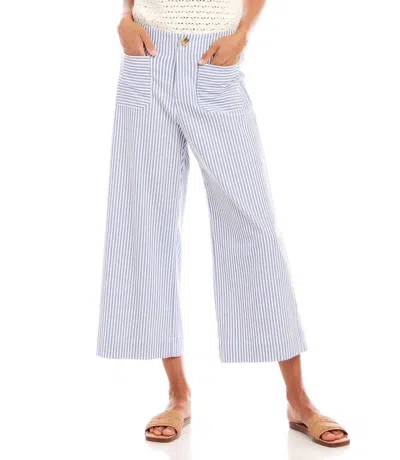 Karen Kane Sosie Stripe Cropped Pants In Light Blue/cream In Multi