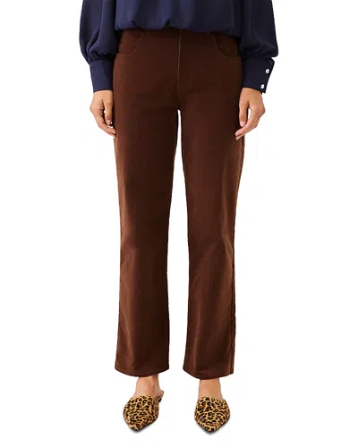 Karen Kane Stretch Cotton Corduroy Straight Pants In Brown