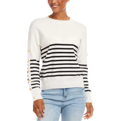 Karen Kane Button Detail Sweater In Stripe In Multi