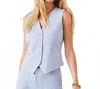 Karen Kane Stripe Buttoned Vest In Blue