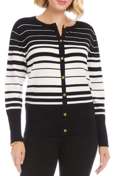Karen Kane Stripe Cardigan In Black