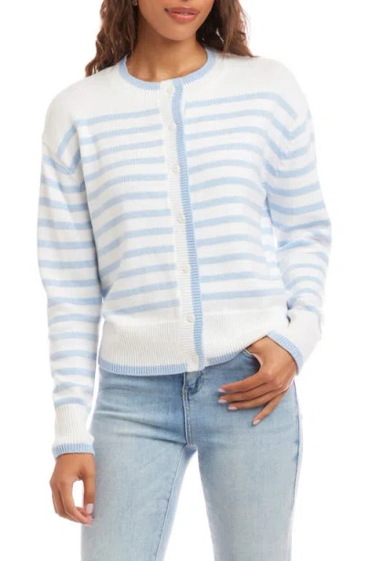 Karen Kane Stripe Cardigan Sweater In White