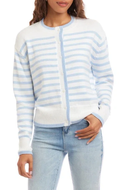 Karen Kane Stripe Cardigan Sweater In Blue