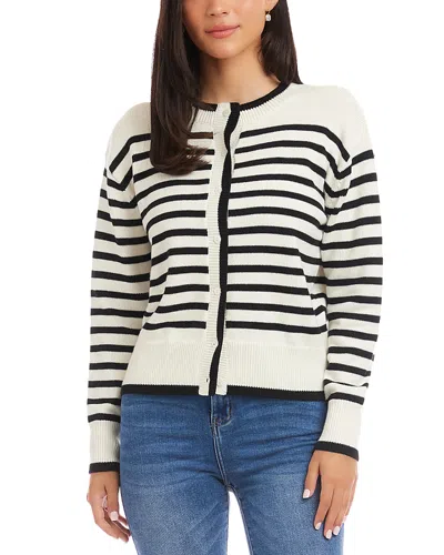 Karen Kane Stripe Cardigan Sweater In White