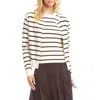 Karen Kane Stripe Cardigan In White