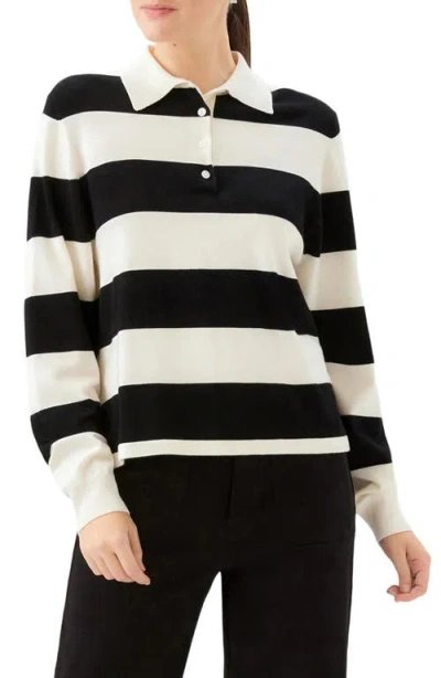 Karen Kane Stripe Collared Henley Sweater In Multi