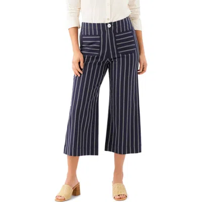 Karen Kane Stripe Cotton Blend Crop Wide Leg Pants In Multi