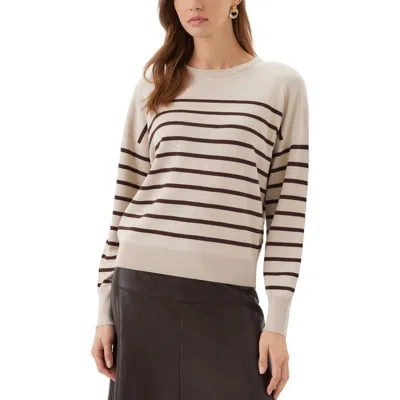 Karen Kane Stripe Crewneck Sweater In Neutral