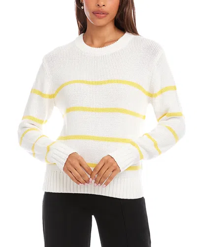 Karen Kane Stripe Crewneck Sweater In White