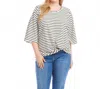 Karen Kane Plus Size Stripe Flare Sleeve Pick Up Top In Black